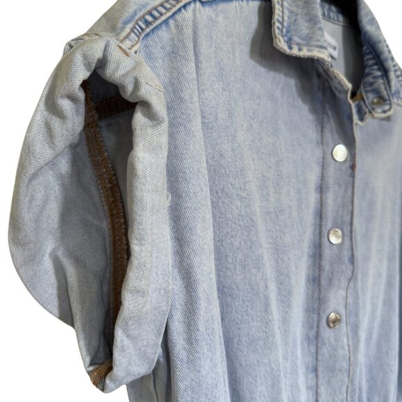 ZARA Distressed/Frayed Denim Playsuit Romper | Size L - Picture 6 of 9